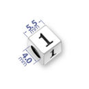 Sterling Silver Alphabet Beads Number 1 5.5mm Letter Beads