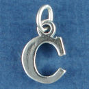 Large Alphabet Letter Initial C Sterling Silver Charm Pendant