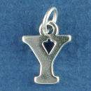 Large Alphabet Letter Initial Y Sterling Silver Charm Pendant