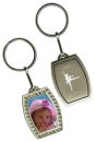 Rectangle Key Chain With Crystals with Ballet Design