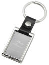 Photo Key Chain with Silver Tone Engraving Area on the Back Side and Black Leather Strap