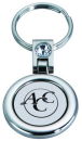 Round Silver Tone Key Chain with Crystal