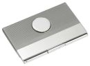 Silver Business Card Case with Silver Tone Emblem Personalized Gift Item