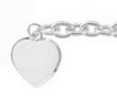 Engravable Heart with 8 Inch Open Link Chain Bracelet Silver Tone Metal