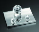 Crystal and Silver Tone Desktop Business Card Holder