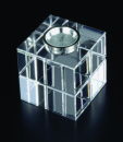 Crystal Cubic with Silver Tone Clock Elegant Executive Deck Accessory