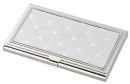 Silver Tone Business Card Case with Star Patterned Decretive Top Engrave Your Logo Inside or on the Back