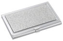 Silver Tone Business Card Case with Diamond Dust Patterned Decretive Top Engrave Your Logo Inside or on the Back