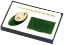 Card Case, Memo Holder and Pen Gift Set in Green
