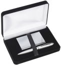 Card Case and Pen Gift Set in Silver