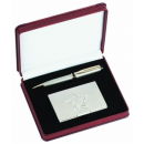 Silver Pen and Card Case with Star and Crystals