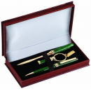 Pen, Letter Opener and Key Chain Gift Set in Green