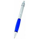 Silver Metal Ball Point Pen with Blue Accent