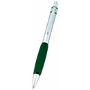 Silver Metal Ball Point Pen with Green Accent
