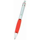 Silver Metal Ball Point Pen with Orange Accent
