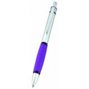 Silver Metal Ball Point Pen with Purple Accent
