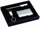 Card Case, Key Chain and Letter Opener Gith Set Silver Tone