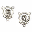 Christian Religious Charm Rosary Center with Sacred Heart of Jesus Antique Silver Pewter
