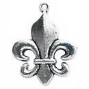 Fleur De Lis Charm in Antiqued Silver Pewter Small