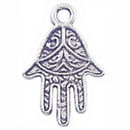 Religious Jewish Hamsa Charm Small in Antique Silver Pewter