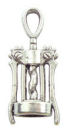 Corkscrew Wine Charm in Antique Silver Pewter