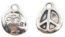 Teardrop Peace Charm in Antique Silver Pewter