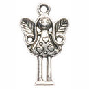 Angel Charm in Antique Silver Pewter with Heart Accents