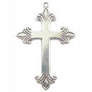 Cross Charm Pendant Large with Fleur De Lis Style Tips in Antique Silver Pewter