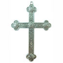 Cross Charm Pendant with Beaded Design in Antique Silver Pewter Extra Large
