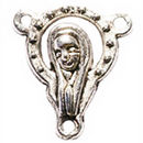 Christian Religious Charm Rosary Center in Antique Silver Pewter