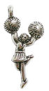 Cheerleader Charm Antique Silver Pewter Medium Flower Charm