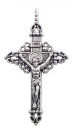 Crucifix Cross Charm Pendant Large in Ornate Antique Silver Pewter