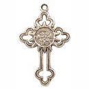 Cross Charm with Double Sided Design in Antique Silver Pewter