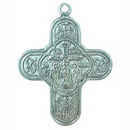 Cross Charm with Designs on Both Sides in Antique Silver Pewter