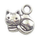Laying Cat Charm Small in Antique Silver Pewter