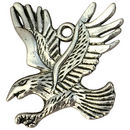 Eagle Charm Pendant with Spread Wings in Antique Silver Pewter