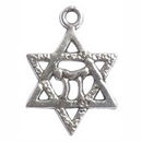Jewish Charm in Antique Silver Pewter Star of David Charm