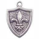 Shield Fleur De Lis Charm in Antique Silver Pewter