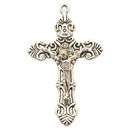 Ornate Crucifix Cross Charm Pendant Large in Antique Silver Pewter