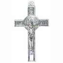 Simple Crucifix Cross Charm Pendant Extra Large in Antique Silver Pewter