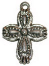 Cross Charm Pendant Small with Double Sided Bead Design in Antique Silver Pewter