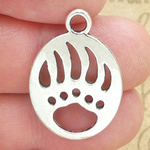 Bear Charm in Antique Silver Pewter Paw Charm