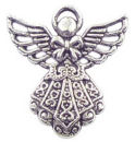 Angel Charm in Antique Silver Pewter with Ornate Dress