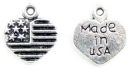 Jewelry Tag Heart Charm Pendant with Made in USA Antique Silver Pewter