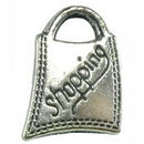 Bag for Shopping Charm in Antique Silver Pewter