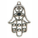 Hamsa Hand in Antique Silver Pewter Jewish Charm