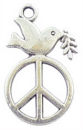 Peace Charm in Antique Silver Pewter with Dove Charm