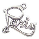 Party Word Charm in Antique Silver Pewter