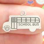 School Bus Charm in Antique Silver Pewter Teacher Charms