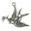 Cutout Bird Charm in Antique Silver Pewter